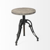 Mercana Emslie I 19"-25" Brown Wood Seat Black Metal Frame Stool