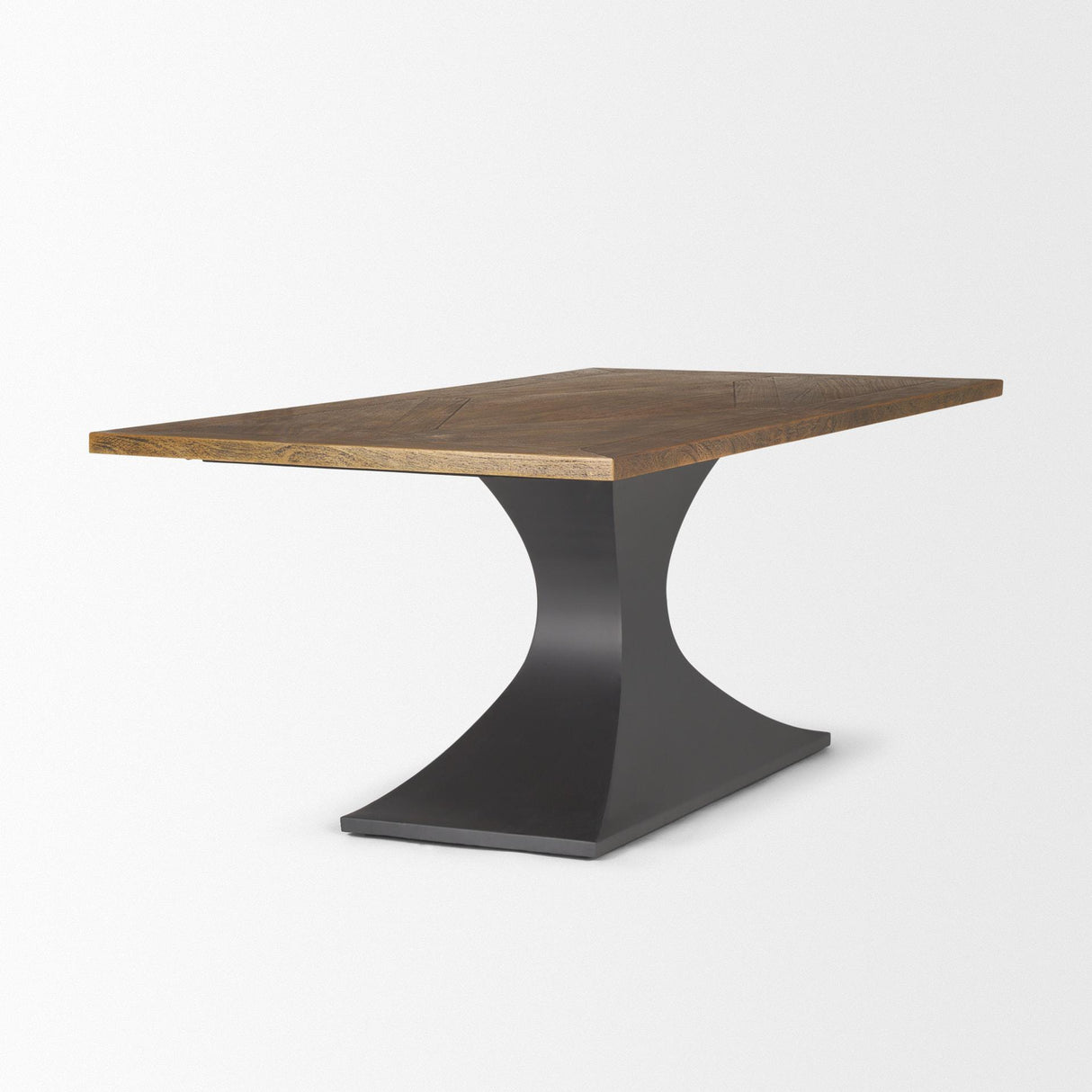 Mercana Maxton II 79x39 Rectangular Brown Solid Wood Top Dark Gunmetal Base Dining Table