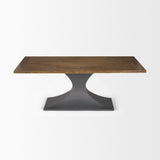 Mercana Maxton II 79x39 Rectangular Brown Solid Wood Top Dark Gunmetal Base Dining Table
