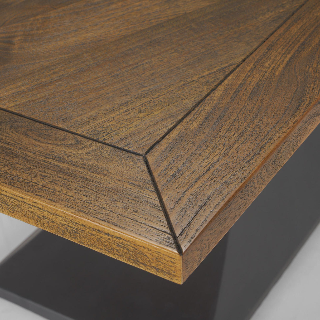 Mercana Maxton II 79x39 Rectangular Brown Solid Wood Top Dark Gunmetal Base Dining Table
