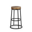 Mercana Flynn 26.25" Seat Height Brown Wood Seat Black Metal Frame Stool