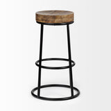 Mercana Flynn 26.25" Seat Height Brown Wood Seat Black Metal Frame Stool