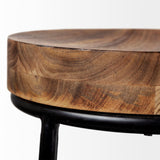 Mercana Flynn 26.25" Seat Height Brown Wood Seat Black Metal Frame Stool