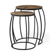 Mercana Clapp III (Set of 2) 20L x 20W Brown Round Wood Top W/ Black Metal Frame Nesting Accent Tables
