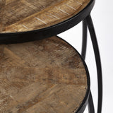 Mercana Clapp III (Set of 2) 20L x 20W Brown Round Wood Top W/ Black Metal Frame Nesting Accent Tables
