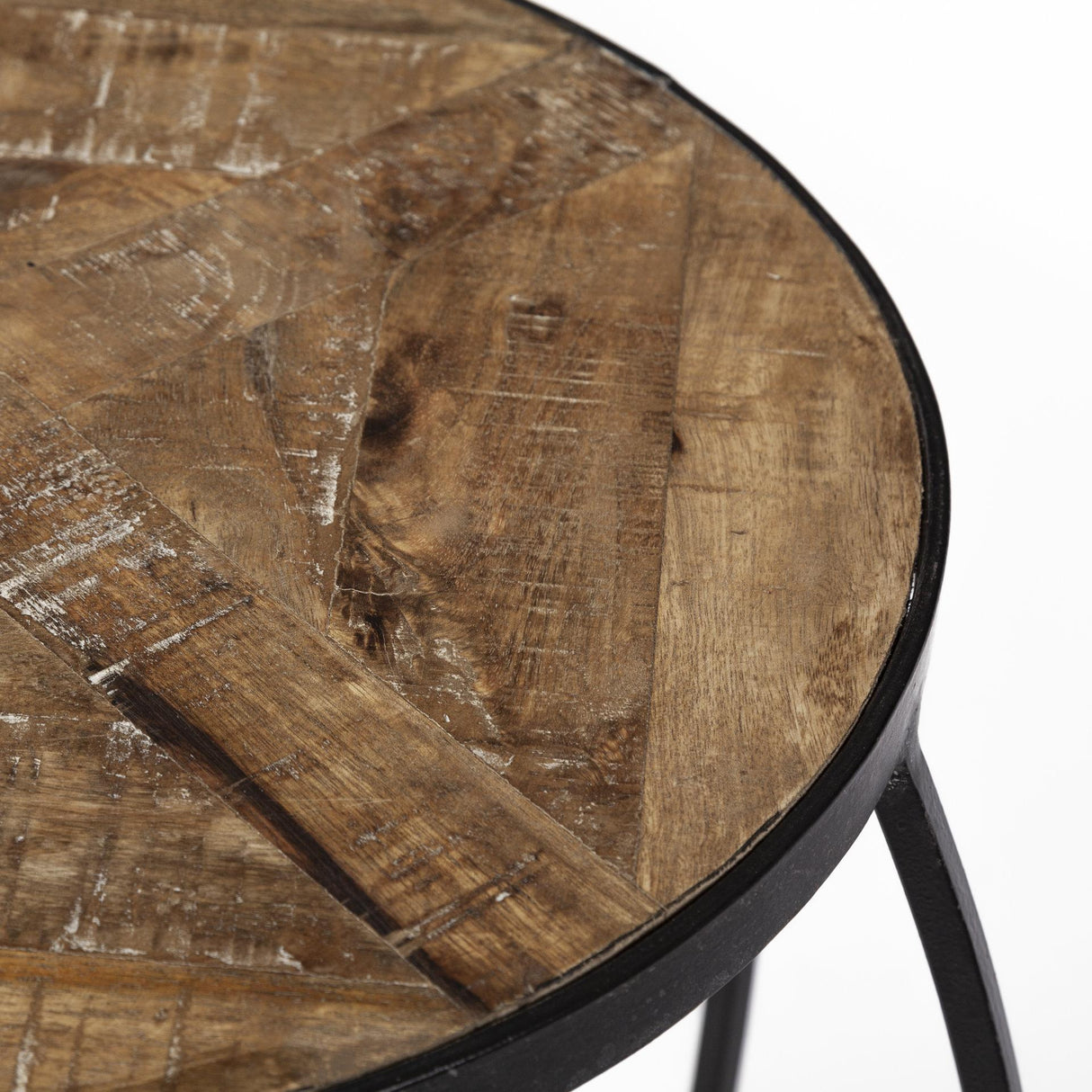 Mercana Clapp III (Set of 2) 20L x 20W Brown Round Wood Top W/ Black Metal Frame Nesting Accent Tables