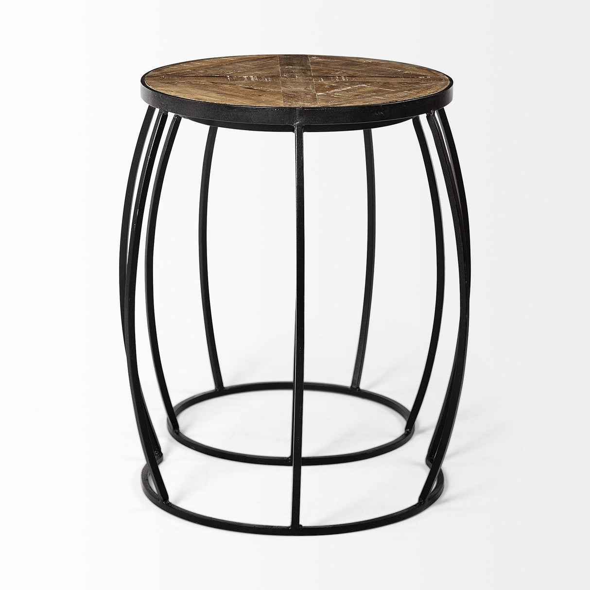 Mercana Clapp III (Set of 2) 20L x 20W Brown Round Wood Top W/ Black Metal Frame Nesting Accent Tables