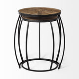 Mercana Clapp III (Set of 2) 20L x 20W Brown Round Wood Top W/ Black Metal Frame Nesting Accent Tables