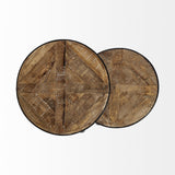 Mercana Clapp III (Set of 2) 20L x 20W Brown Round Wood Top W/ Black Metal Frame Nesting Accent Tables