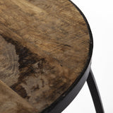 Mercana Clapp IV (Set of 2) 20L x 20W Brown Round Wood Top W/ Black Iron Frame Nesting Accent Tables
