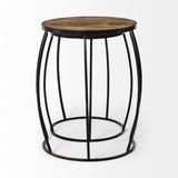 Mercana Clapp IV (Set of 2) 20L x 20W Brown Round Wood Top W/ Black Iron Frame Nesting Accent Tables