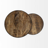 Mercana Clapp IV (Set of 2) 20L x 20W Brown Round Wood Top W/ Black Iron Frame Nesting Accent Tables