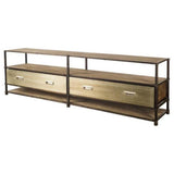 Mercana Farrow 72.5L x 14W x 20H Brass Wood and Metal TV Stand Media Console with Storage, TV up to 83"