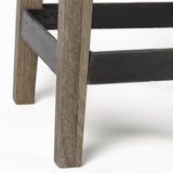 Mercana Nell 26" Seat Height Black Metal Seat & Foot Rest With Brown Wood Legs Stool