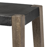 Mercana Nell 26" Seat Height Black Metal Seat & Foot Rest With Brown Wood Legs Stool