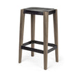 Mercana Nell 30" Seat Height Black Metal Seat & Foot Rest With Brown Wood Legs Stool