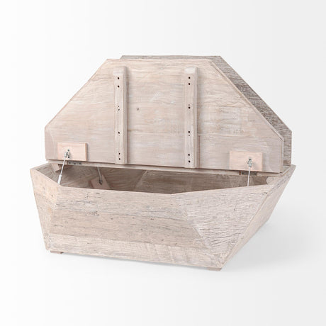 Mercana Esagono Octagonal Reclaimed Wood Coffee Table w/ Storage