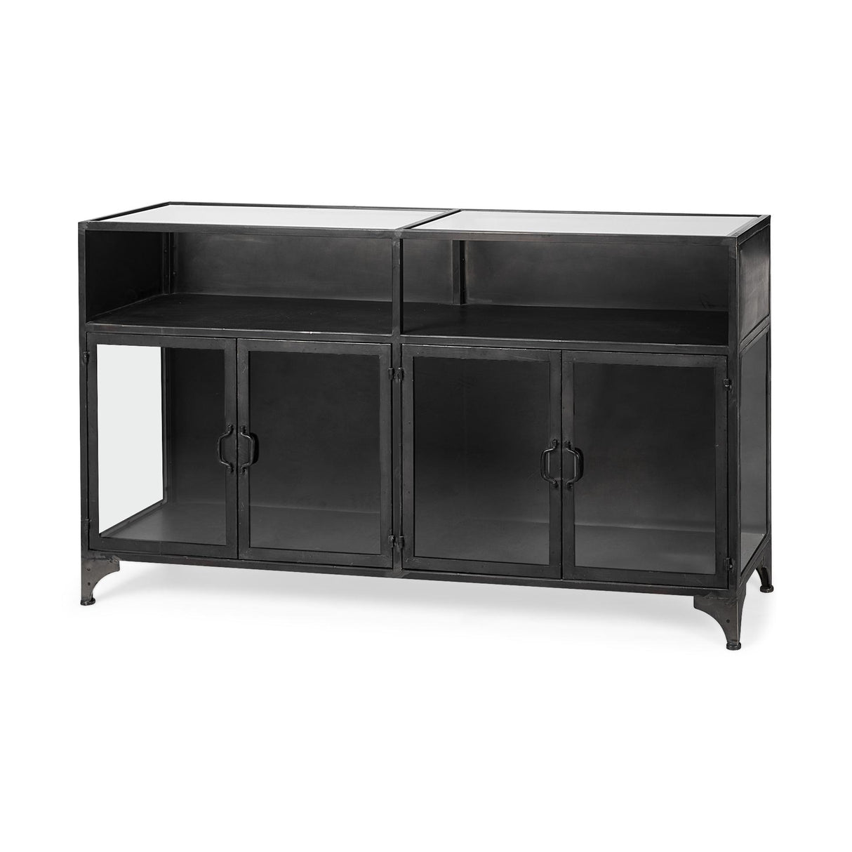 Mercana Pender 63" L Black Metal Glass Door Display Cabinet