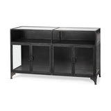Mercana Pender 63" L Black Metal Glass Door Display Cabinet