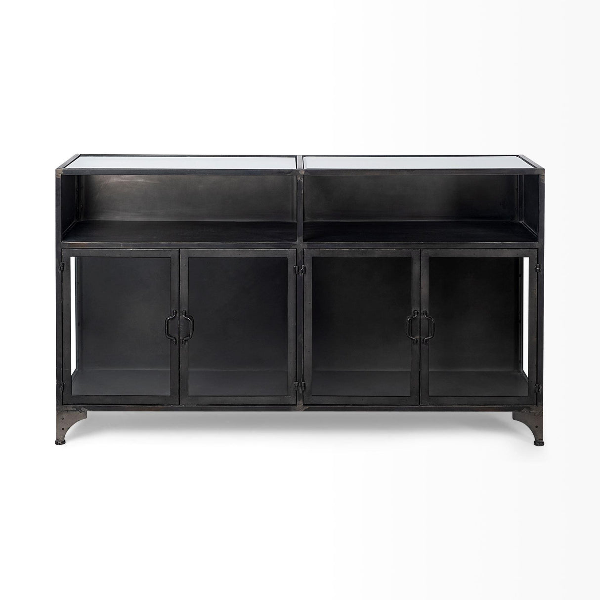 Mercana Pender 63" L Black Metal Glass Door Display Cabinet