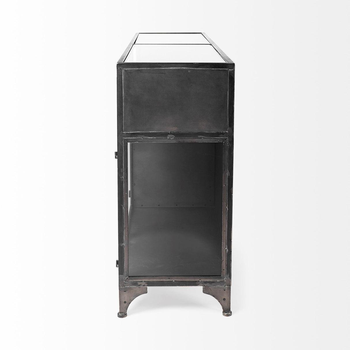 Mercana Pender 63" L Black Metal Glass Door Display Cabinet