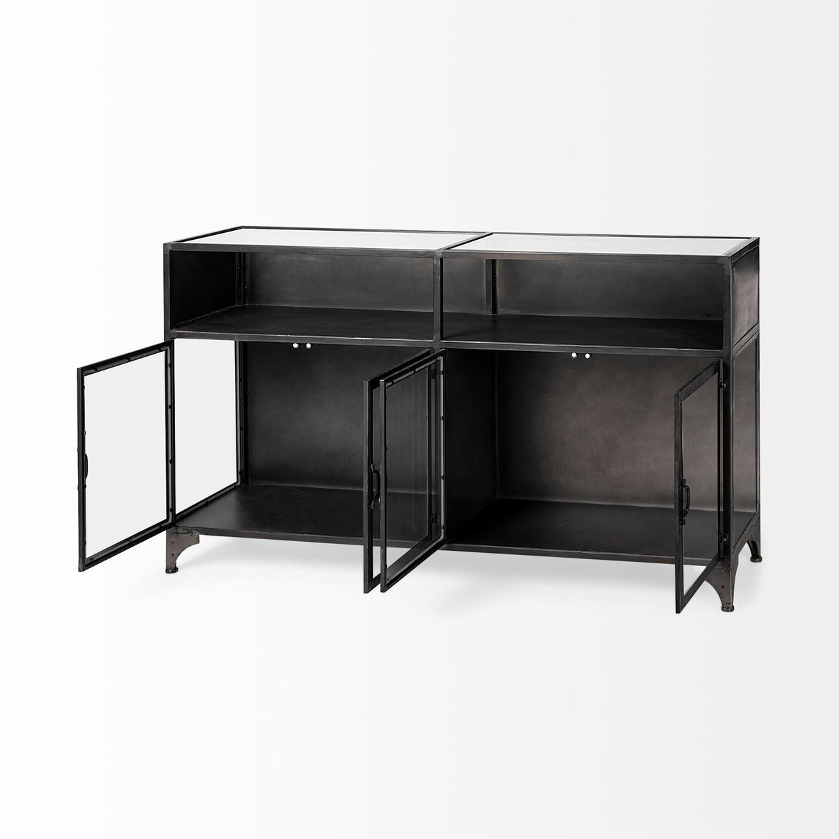 Mercana Pender 63" L Black Metal Glass Door Display Cabinet