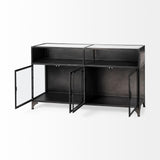 Mercana Pender 63" L Black Metal Glass Door Display Cabinet