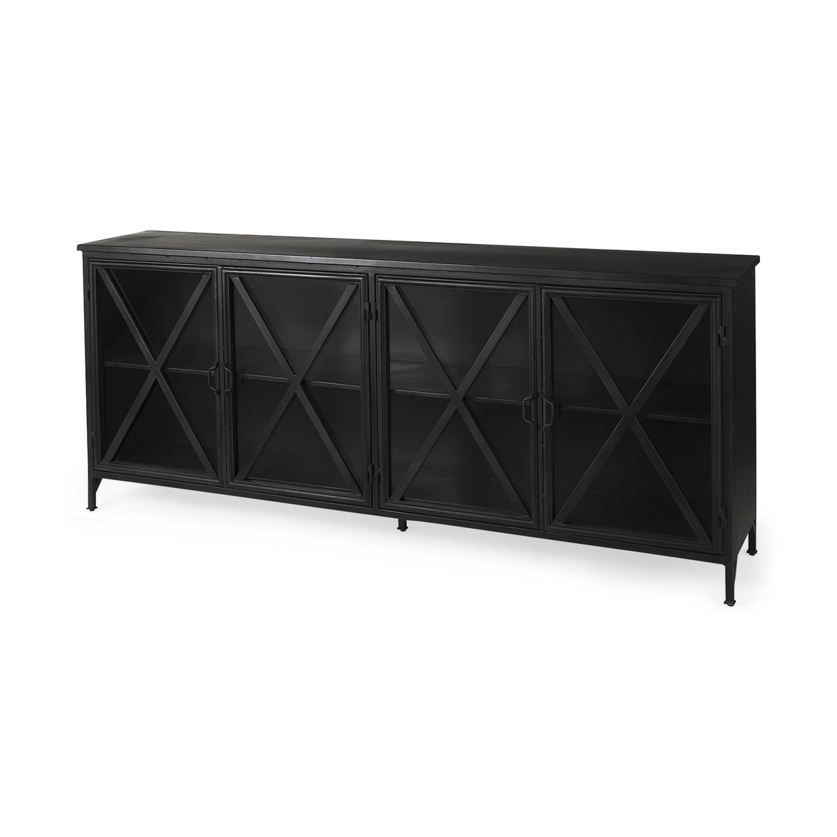 Mercana Poppy I 79x16 Black Metal With Glass Door Sideboard