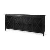 Mercana Poppy I 79x16 Black Metal With Glass Door Sideboard