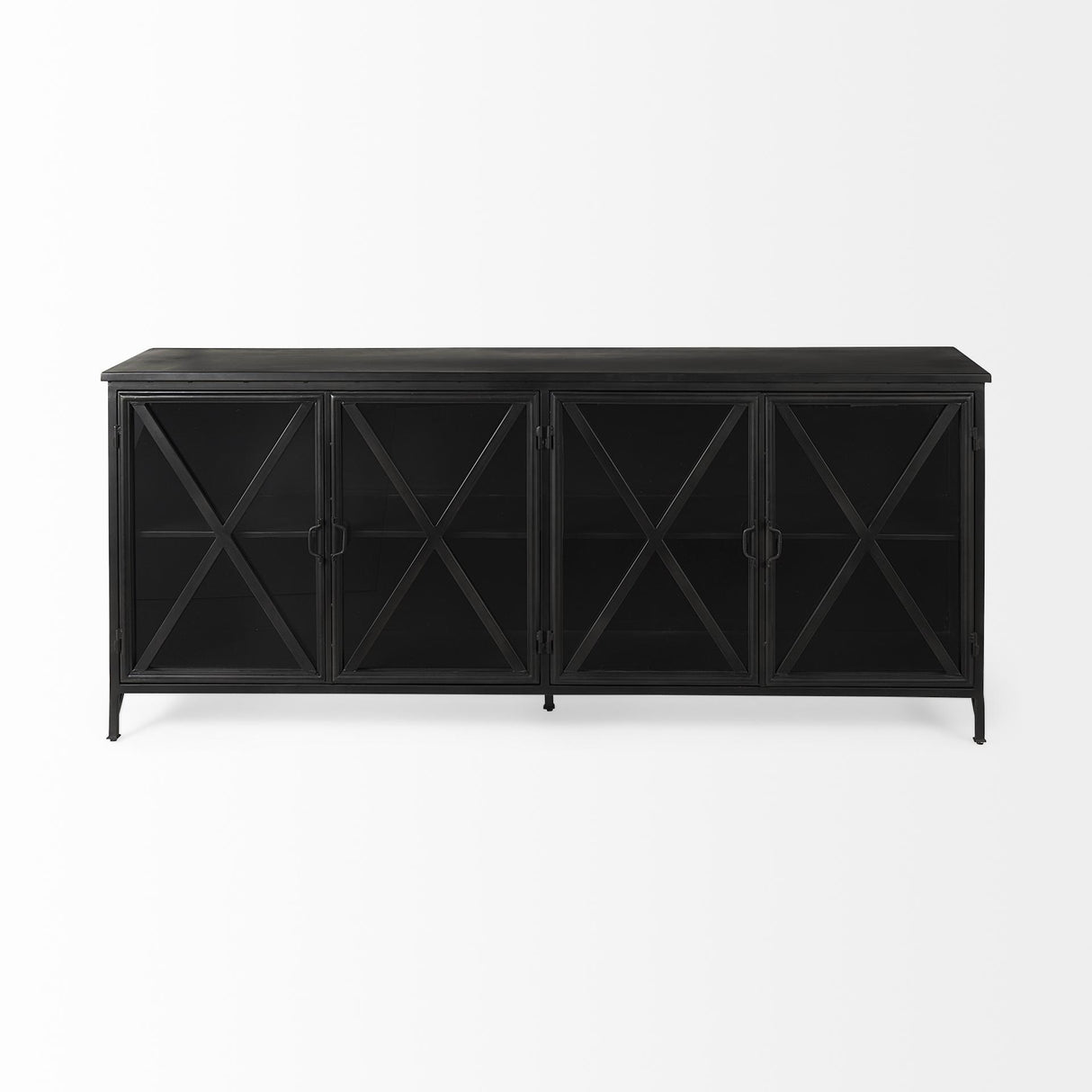 Mercana Poppy I 79x16 Black Metal With Glass Door Sideboard