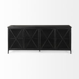 Mercana Poppy I 79x16 Black Metal With Glass Door Sideboard