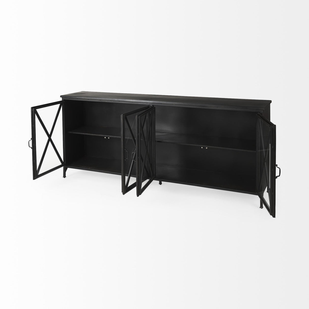 Mercana Poppy I 79x16 Black Metal With Glass Door Sideboard