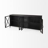 Mercana Poppy I 79x16 Black Metal With Glass Door Sideboard