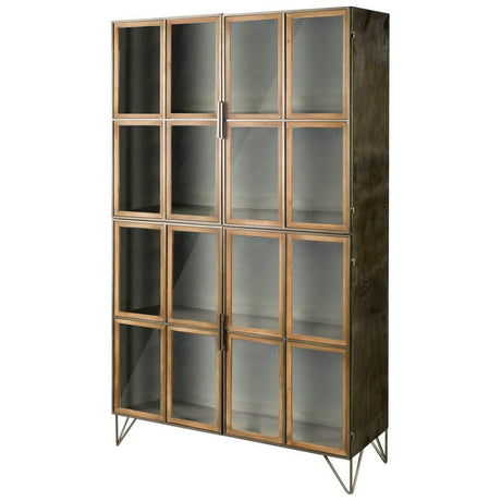 Mercana Pandora I 74" H Brown Wood and Metal Glass Door Display Cabinet