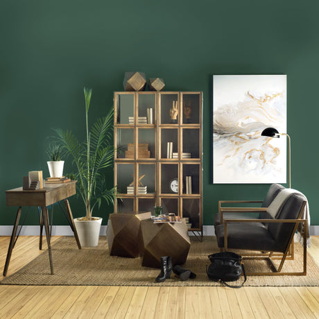 Mercana Pandora I 74" H Brown Wood and Metal Glass Door Display Cabinet