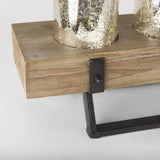 Mercana Benk Wood and Black Metal Five Cup Candle Holder