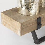 Mercana Benk Wood and Black Metal Five Cup Candle Holder