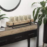 Mercana Benk Wood and Black Metal Five Cup Candle Holder
