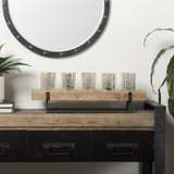 Mercana Benk Wood and Black Metal Five Cup Candle Holder