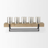 Mercana Benk Wood and Black Metal Five Cup Candle Holder