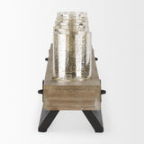 Mercana Benk Wood and Black Metal Five Cup Candle Holder