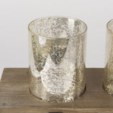 Mercana Benk Wood and Black Metal Five Cup Candle Holder