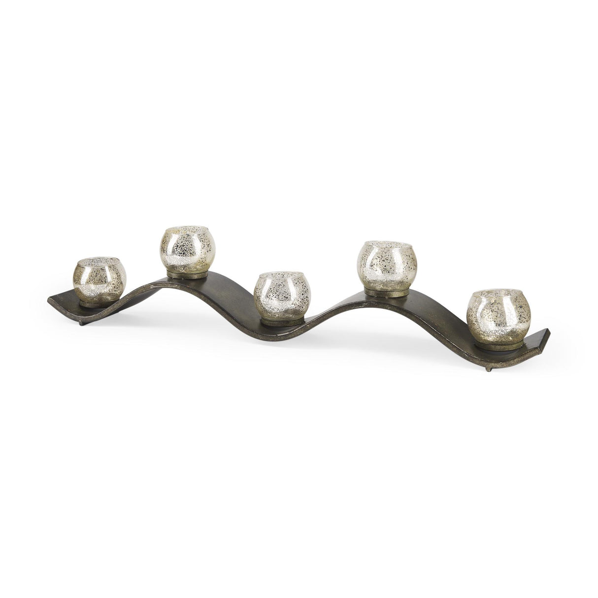 Mercana Lux Copper Metal Five Hurricane Glass Holder Table Candle Holder