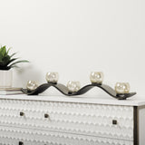 Mercana Lux Copper Metal Five Hurricane Glass Holder Table Candle Holder