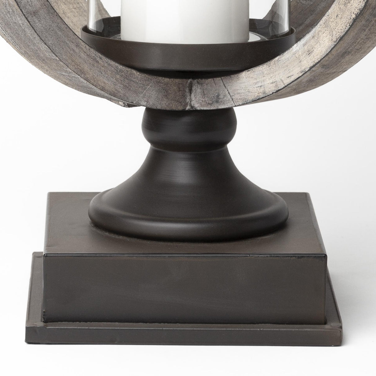 Mercana Brillion Large Rustic Wood Metal Table Candle Holder