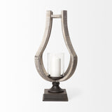 Mercana Brillion Large Rustic Wood Metal Table Candle Holder