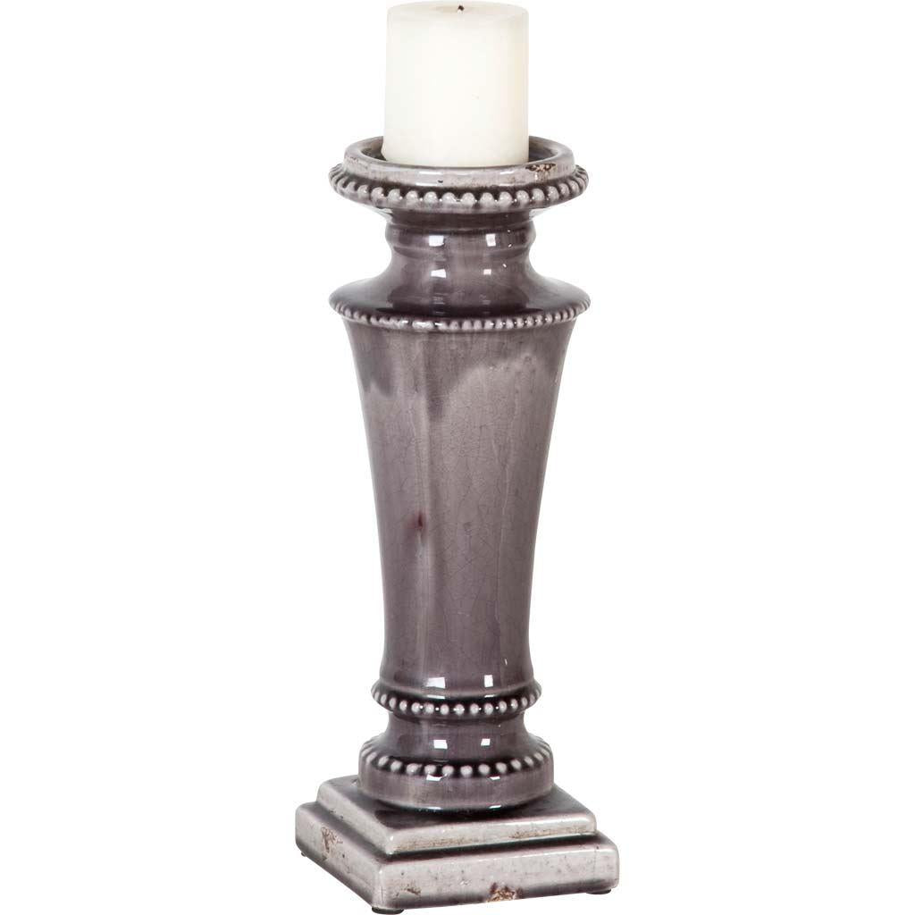 Mercana Kusma Small Gray Gloss Ceramic Table Candle Holder