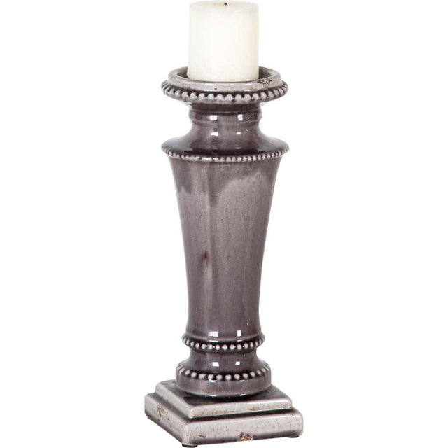 Mercana Kusma Small Gray Gloss Ceramic Table Candle Holder