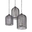 Mercana Jutland Set of Three Black Metal Bird Cage Candle Holder Lanterns