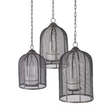Mercana Jutland Set of Three Black Metal Bird Cage Candle Holder Lanterns